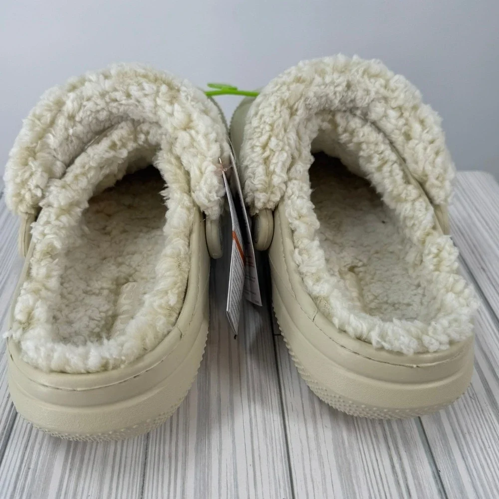 Crocs Winter White Classic Fleece Lined Clog Faux‎ Fur Slip on  Fuzzy Mens 12
